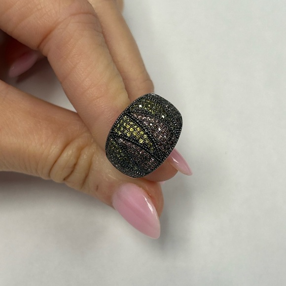 Suzy Levian Rose Sterling Silver Pave Green & Pink CZ Ring NWT - Picture 3 of 7